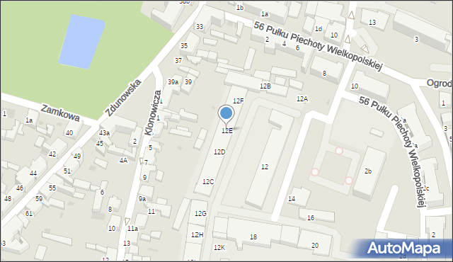 Krotoszyn, 56 Pułku Piechoty Wielkopolskiej, 12E, mapa Krotoszyna