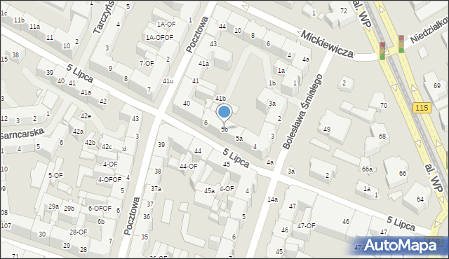 Szczecin, 5 Lipca, 5b, mapa Szczecina