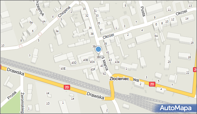 Złocieniec, 5 Marca, 38b, mapa Złocieniec