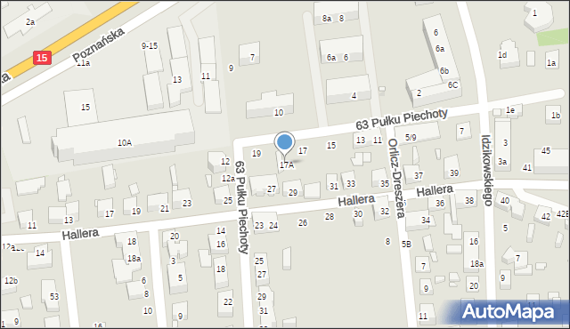 Toruń, 63 Pułku Piechoty, 17A, mapa Torunia