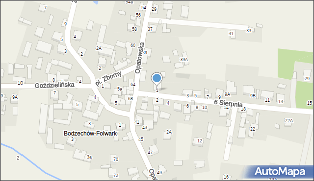 Bodzechów, 6 Sierpnia, 1, mapa Bodzechów