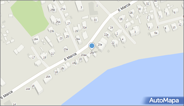 Mielno, 6 Marca, 20c, mapa Mielno