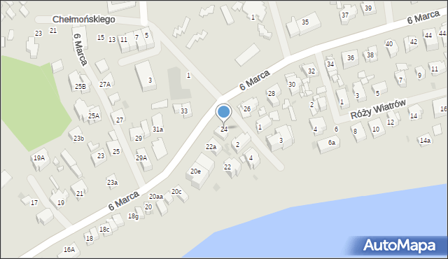 Mielno, 6 Marca, 24, mapa Mielno