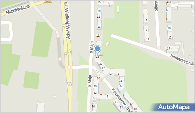 Wrocław, 8 Maja, 18, mapa Wrocławia
