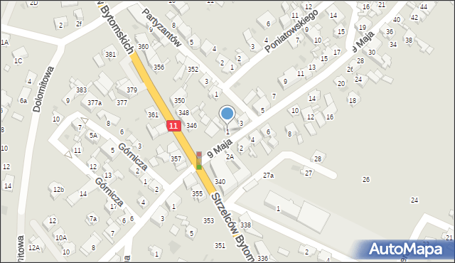 Bytom, 9 Maja, 1, mapa Bytomia