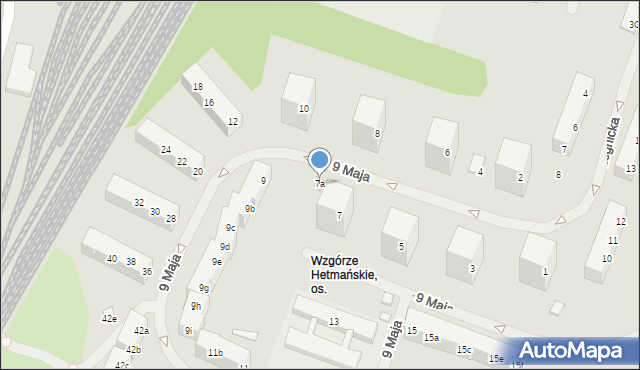 Szczecin, 9 Maja, 7a, mapa Szczecina