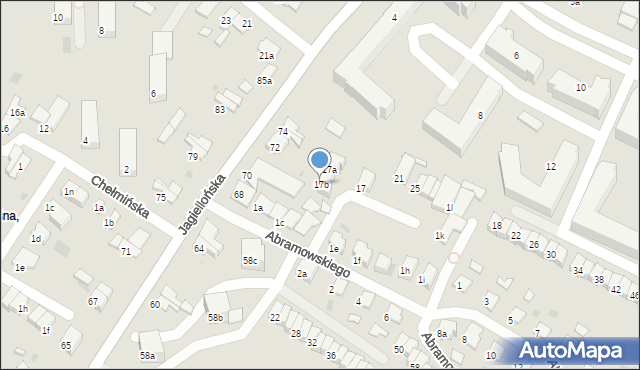 Olsztyn, Abramowskiego Edwarda, 17b, mapa Olsztyna