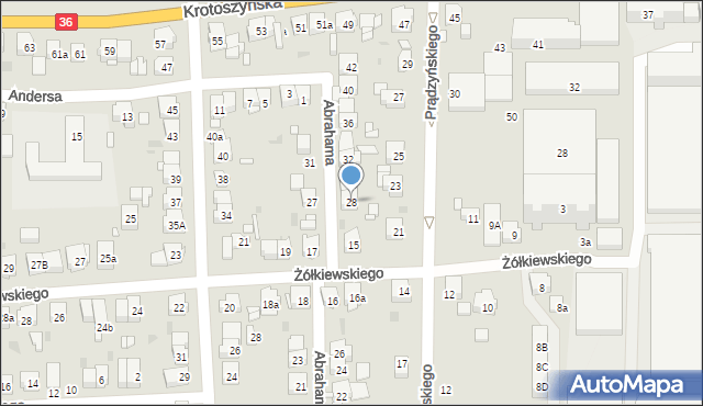 Ostrów Wielkopolski, Abrahama Romana, gen., 28, mapa Ostrów Wielkopolski