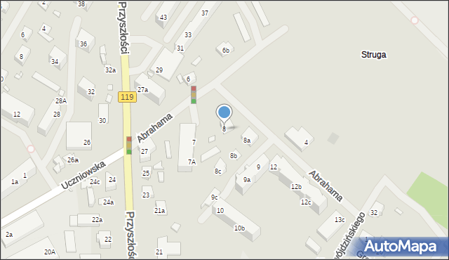 Szczecin, Abrahama Antoniego, 8, mapa Szczecina