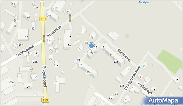 Szczecin, Abrahama Antoniego, 9a, mapa Szczecina