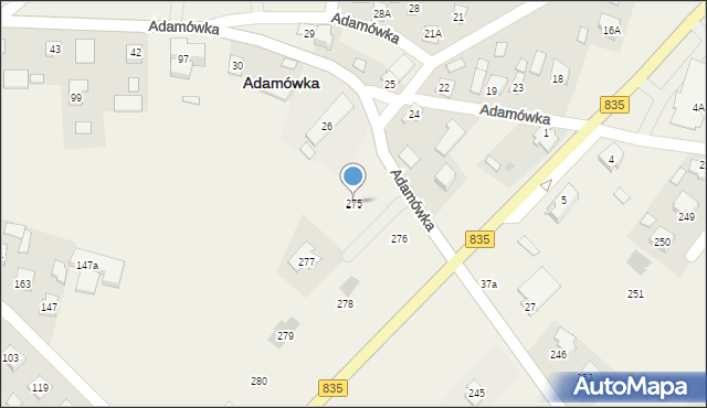 Adamówka, Adamówka, 275, mapa Adamówka