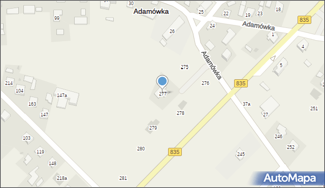 Adamówka, Adamówka, 277, mapa Adamówka