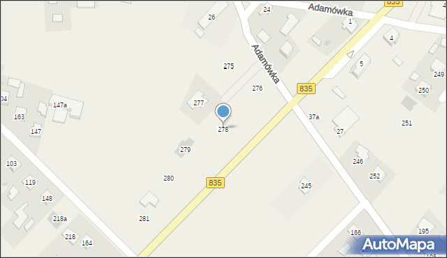 Adamówka, Adamówka, 278, mapa Adamówka