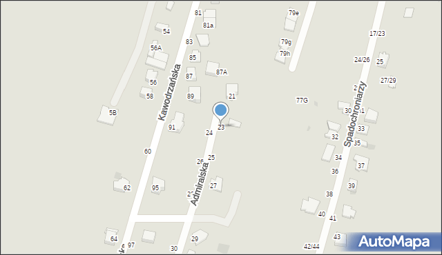 Częstochowa, Admiralska, 23, mapa Częstochowy