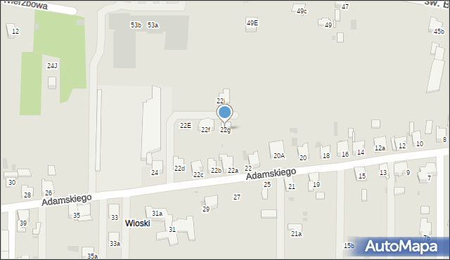 Imielin, Adamskiego Stanisława, ks. bp., 22g, mapa Imielin