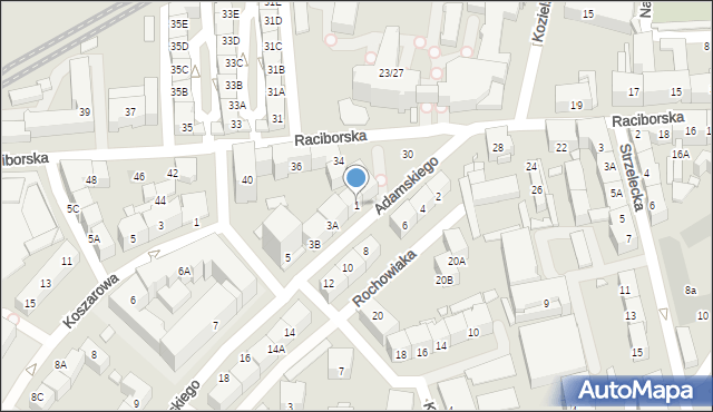 Katowice, Adamskiego Stanisława, ks. bp., 1, mapa Katowic