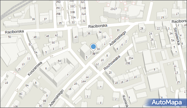 Katowice, Adamskiego Stanisława, ks. bp., 3B, mapa Katowic