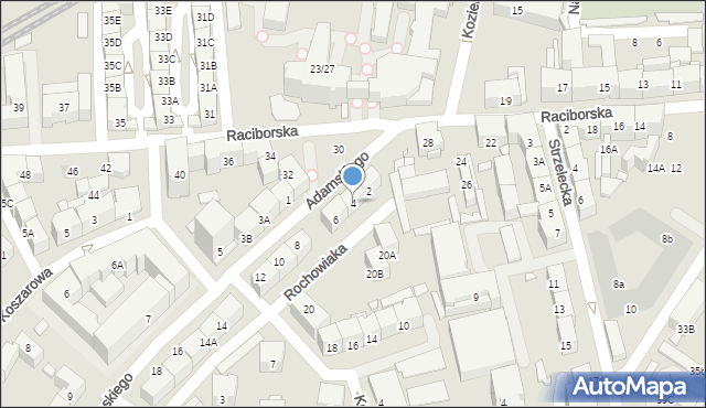 Katowice, Adamskiego Stanisława, ks. bp., 4, mapa Katowic