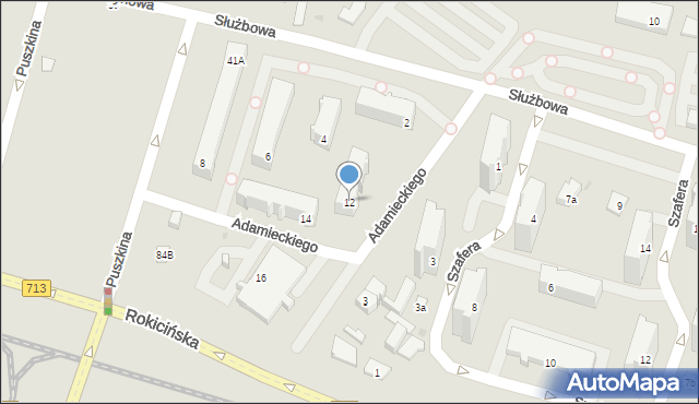 Łódź, Adamieckiego Karola, 12, mapa Łodzi