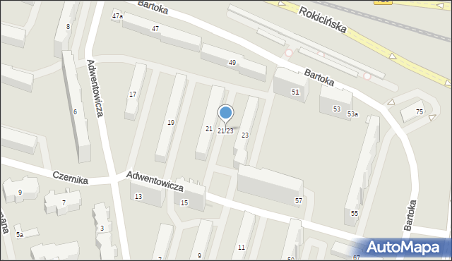 Łódź, Adwentowicza Karola, 21/23, mapa Łodzi