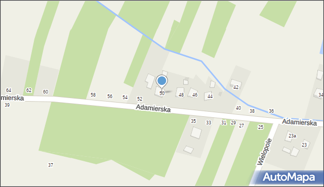 Olesno, Adamierska, 50, mapa Olesno