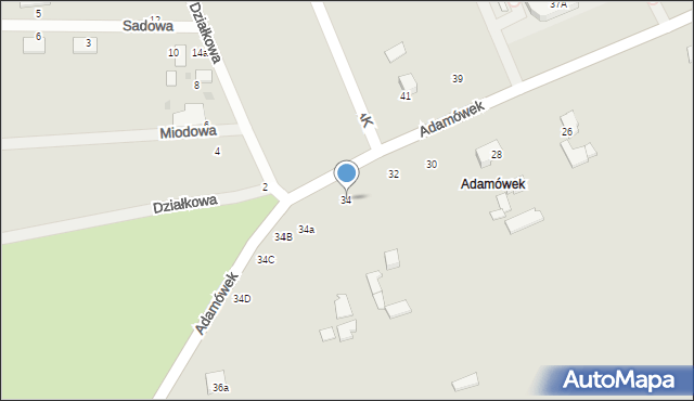 Ozorków, Adamówek, 34, mapa Ozorków