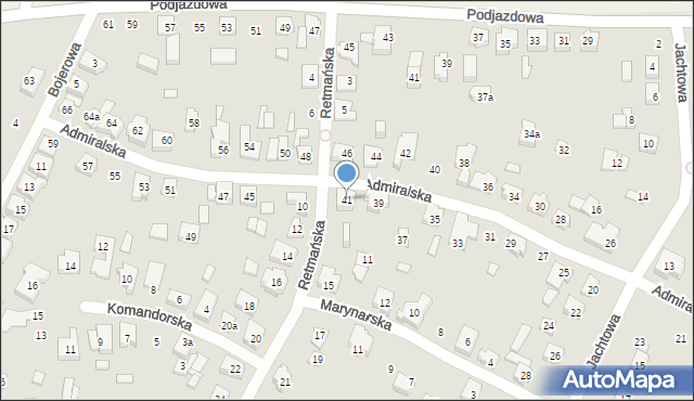 Poznań, Admiralska, 41, mapa Poznania