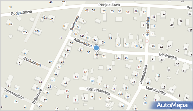 Poznań, Admiralska, 53, mapa Poznania