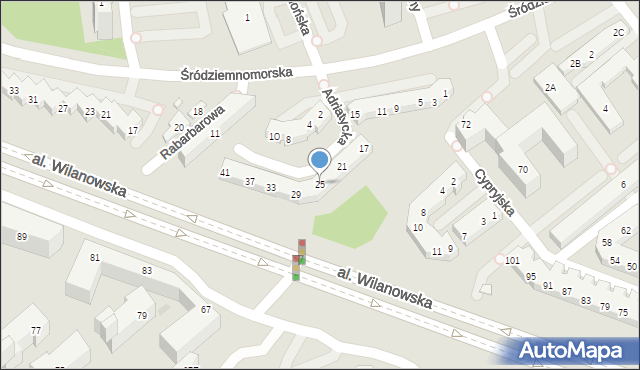 Warszawa, Adriatycka, 25, mapa Warszawy