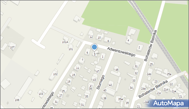 Wolsztyn, Adwentowskiego, 3, mapa Wolsztyn