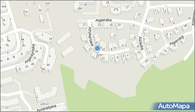 Gdynia, Afrykańska, 13, mapa Gdyni