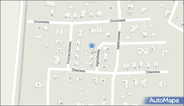 Gniezno, Agrestowa, 12, mapa Gniezna