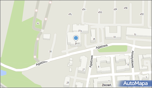 Kraków, Agatowa, 37, mapa Krakowa