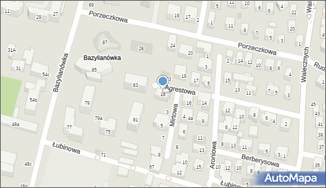 Lublin, Agrestowa, 18, mapa Lublina
