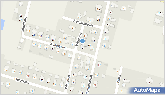 Łysomice, Agrestowa, 2, mapa Łysomice