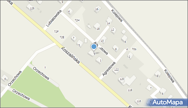 Manowo, Agrestowa, 3, mapa Manowo