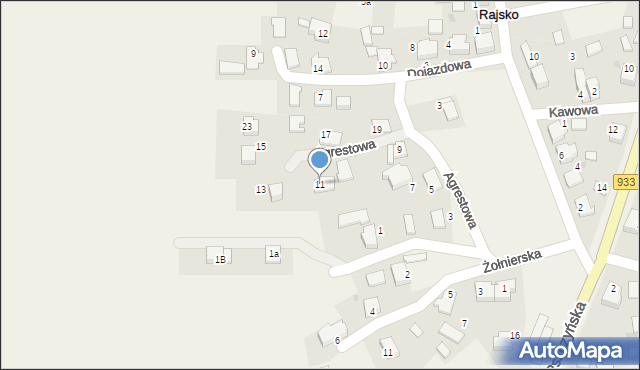 Rajsko, Agrestowa, 11, mapa Rajsko