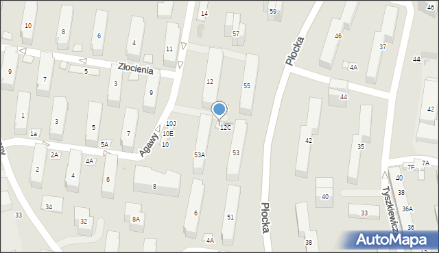 Warszawa, Agawy, 12D, mapa Warszawy