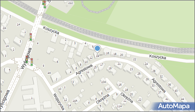 Wrocław, Agrestowa, 14, mapa Wrocławia