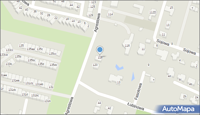 Wrocław, Agrestowa, 118, mapa Wrocławia