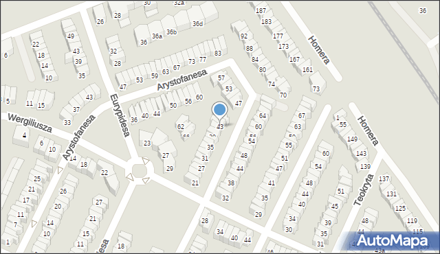 Poznań, Ajschylosa, 43, mapa Poznania