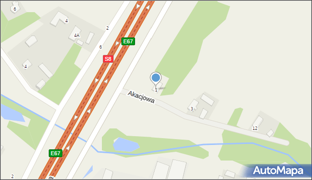 Adamowice, Akacjowa, 1, mapa Adamowice