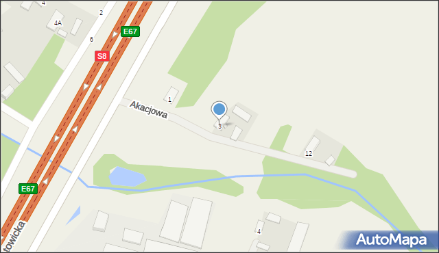 Adamowice, Akacjowa, 3, mapa Adamowice