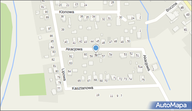 Antoniów, Akacjowa, 58, mapa Antoniów