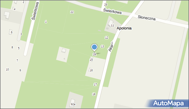 Apolonia, Akacjowa, 14, mapa Apolonia