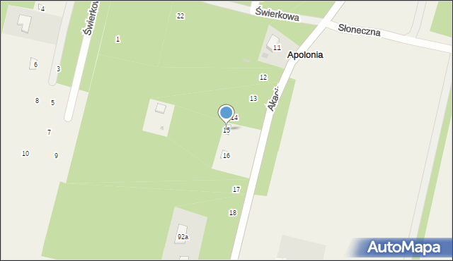 Apolonia, Akacjowa, 15, mapa Apolonia