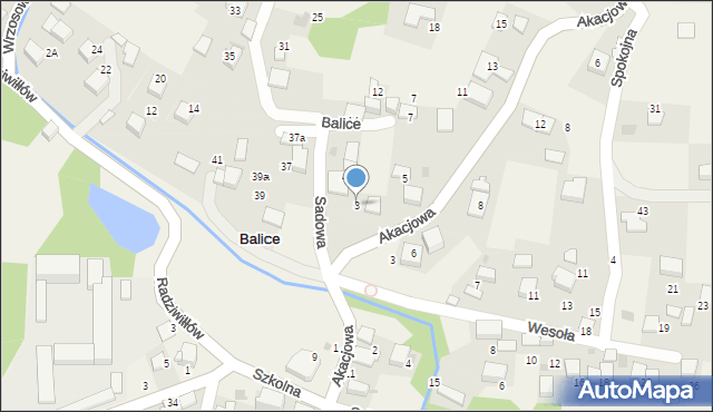 Balice, Akacjowa, 3, mapa Balice