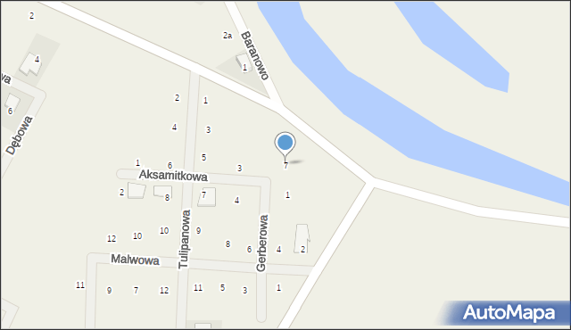 Baranowo, Aksamitkowa, 7, mapa Baranowo