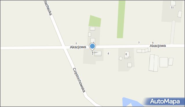 Bartkowice, Akacjowa, 2, mapa Bartkowice
