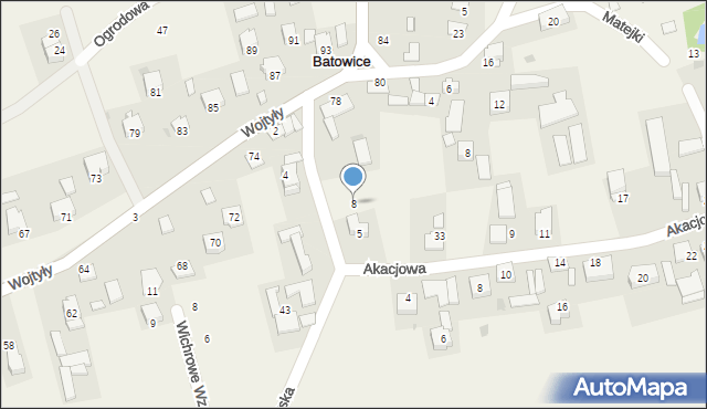 Batowice, Akacjowa, 8, mapa Batowice